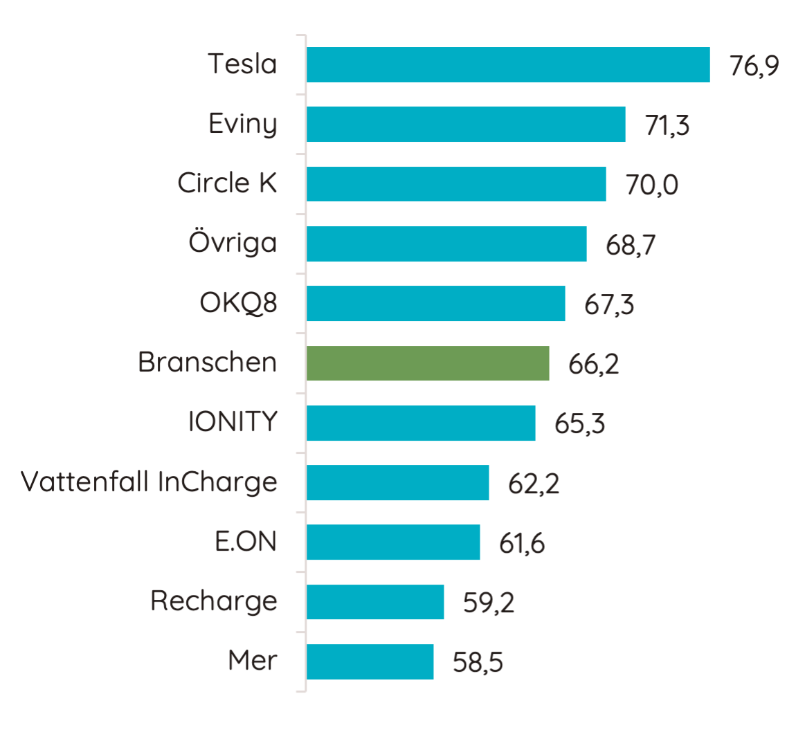 Så här tycker kunder om de olika företagen inom laddbranschen. Foto: SKI.