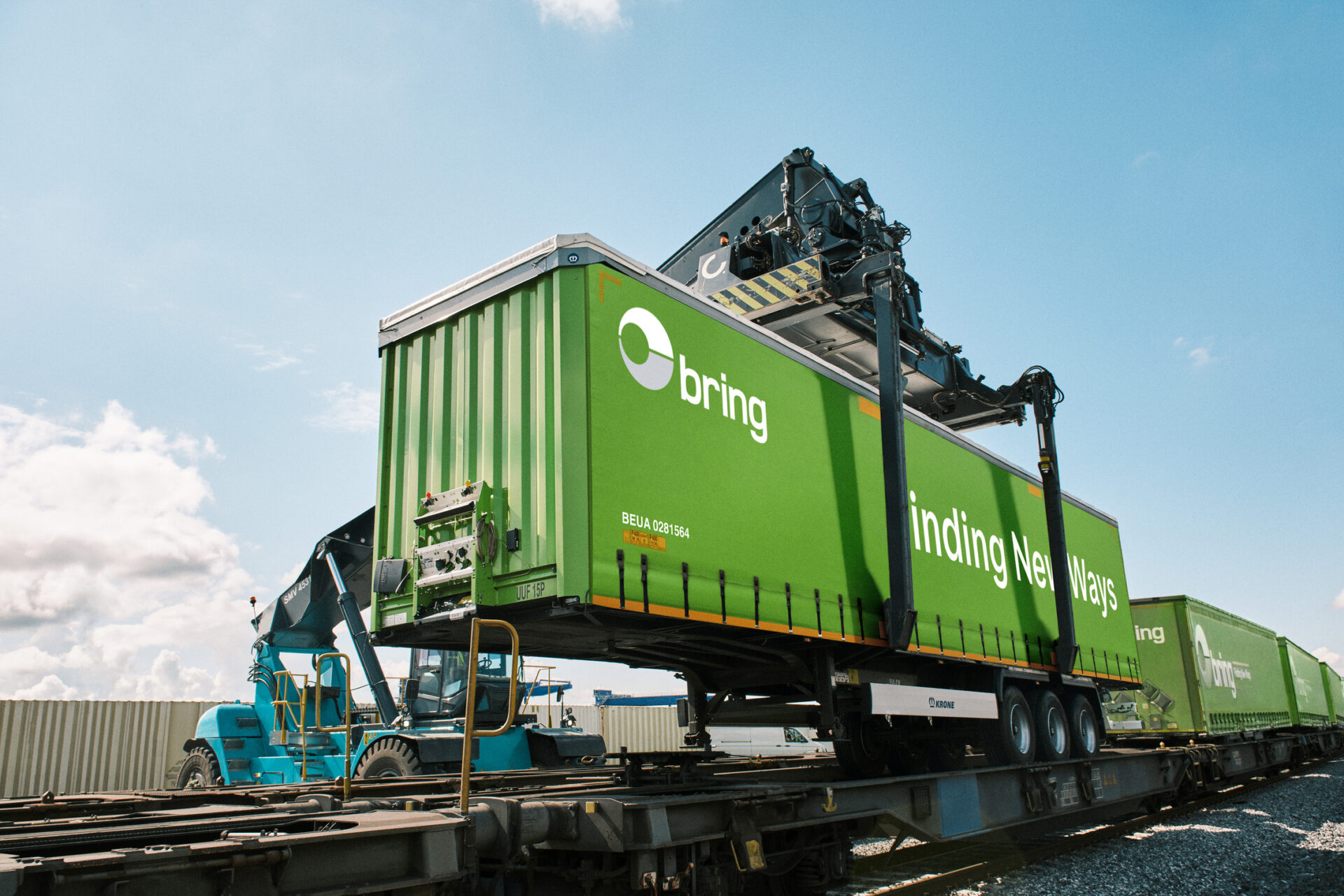 Ny intermodal transportlösning minskar CO2-utsläppen med 68 procent enligt Bring. Foto: Bring.