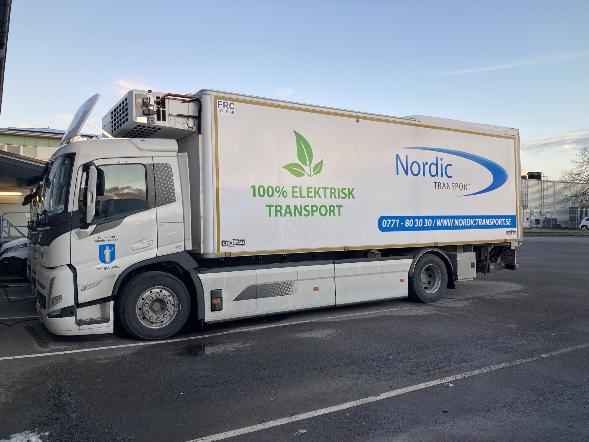  Nordic Transport är kommunens nya upphandlade leverantör för samordnad varudistribution som innebär 100 procent elektrisk transport. Foto: Kungsbacka kommun.